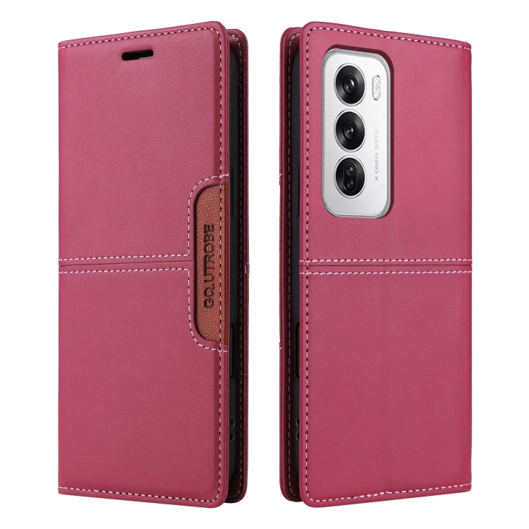 For OPPO Reno12 5G Global GQUTROBE G01 RFID Anti-theft Leather Phone Case(Red)