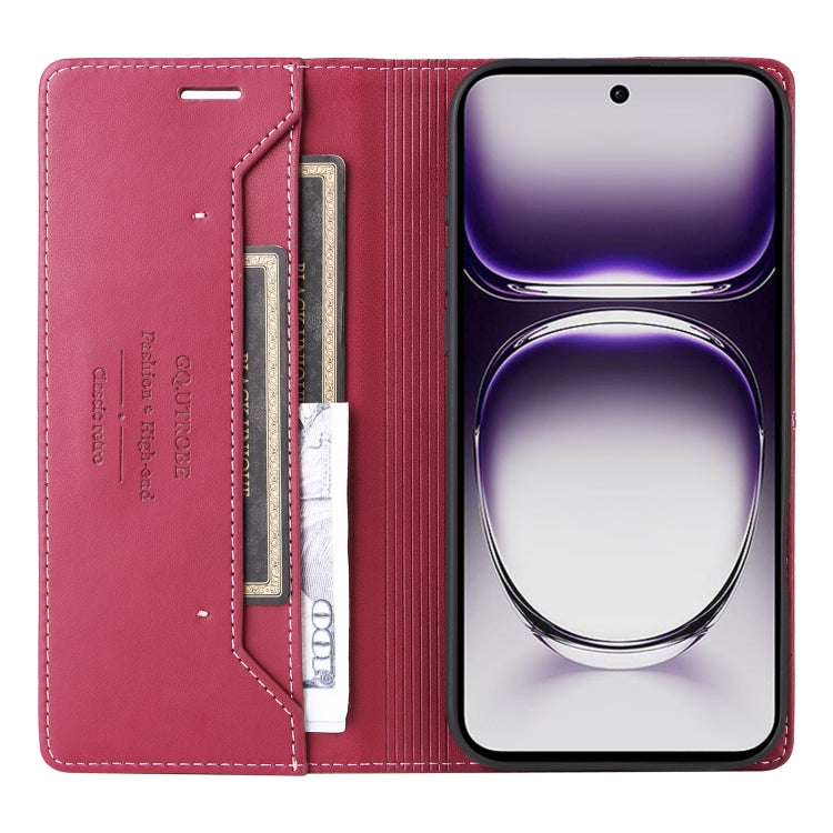 For OPPO Reno12 5G Global GQUTROBE G01 RFID Anti-theft Leather Phone Case(Red)