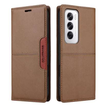 For OPPO Reno12 5G Global GQUTROBE G01 RFID Anti-theft Leather Phone Case(Brown)