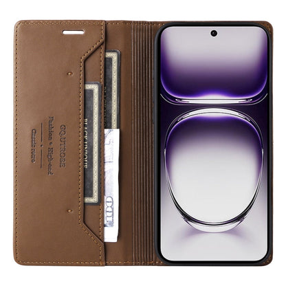 For OPPO Reno12 5G Global GQUTROBE G01 RFID Anti-theft Leather Phone Case(Brown)