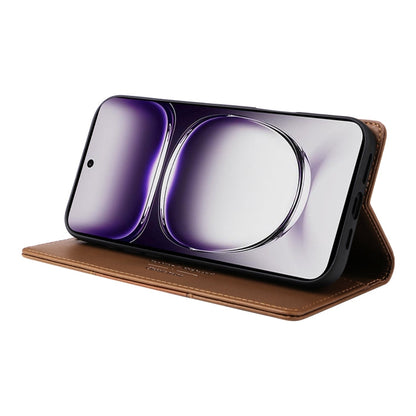 For OPPO Reno12 5G Global GQUTROBE G01 RFID Anti-theft Leather Phone Case(Brown)