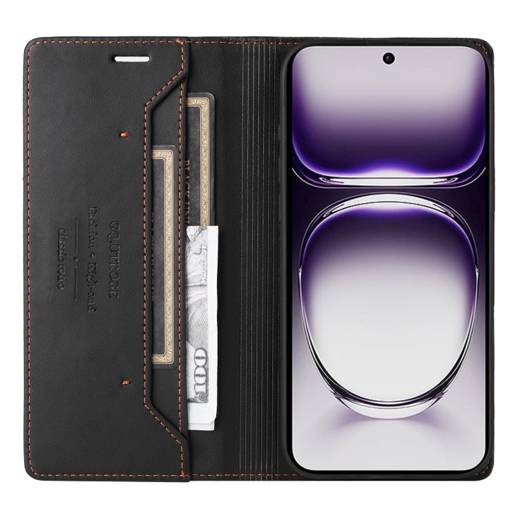 For OPPO Reno12 5G Global GQUTROBE G01 RFID Anti-theft Leather Phone Case(Black)