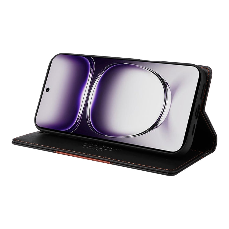 For OPPO Reno12 5G Global GQUTROBE G01 RFID Anti-theft Leather Phone Case(Black)