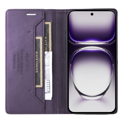 For OPPO Reno12 5G Global GQUTROBE G01 RFID Anti-theft Leather Phone Case(Purple)