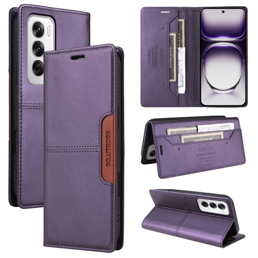 For OPPO Reno12 5G Global GQUTROBE G01 RFID Anti-theft Leather Phone Case(Purple)