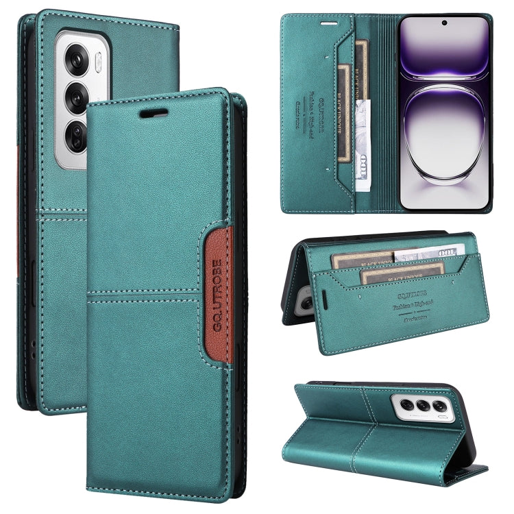 For OPPO Reno12 5G Global GQUTROBE G01 RFID Anti-theft Leather Phone Case(Green)