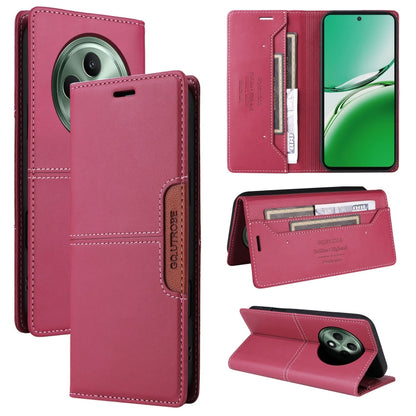 For OPPO Reno12 F 5G GQUTROBE G01 RFID Anti-theft Leather Phone Case(Red)