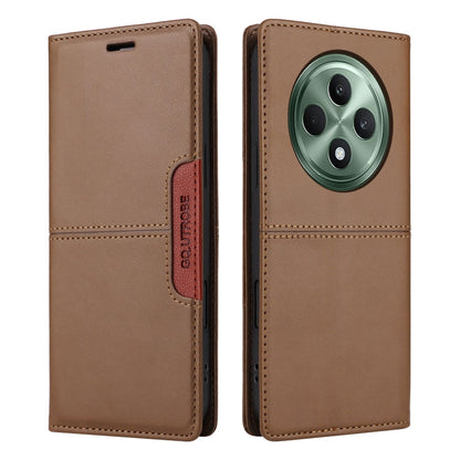 For OPPO Reno12 F 5G GQUTROBE G01 RFID Anti-theft Leather Phone Case(Brown)