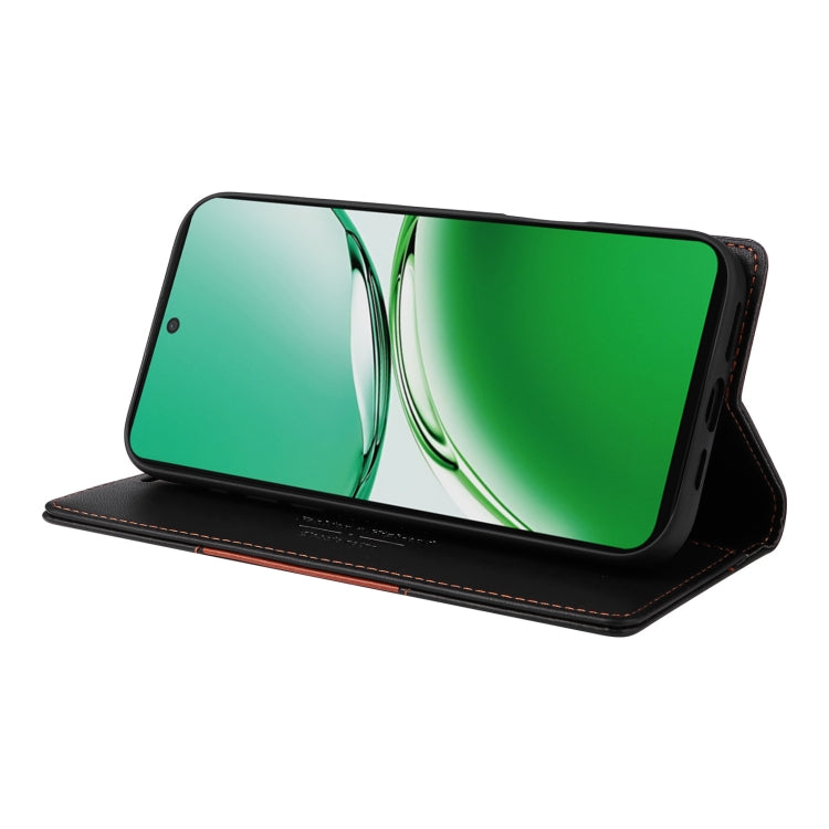 For OPPO Reno12 F 5G GQUTROBE G01 RFID Anti-theft Leather Phone Case(Black)
