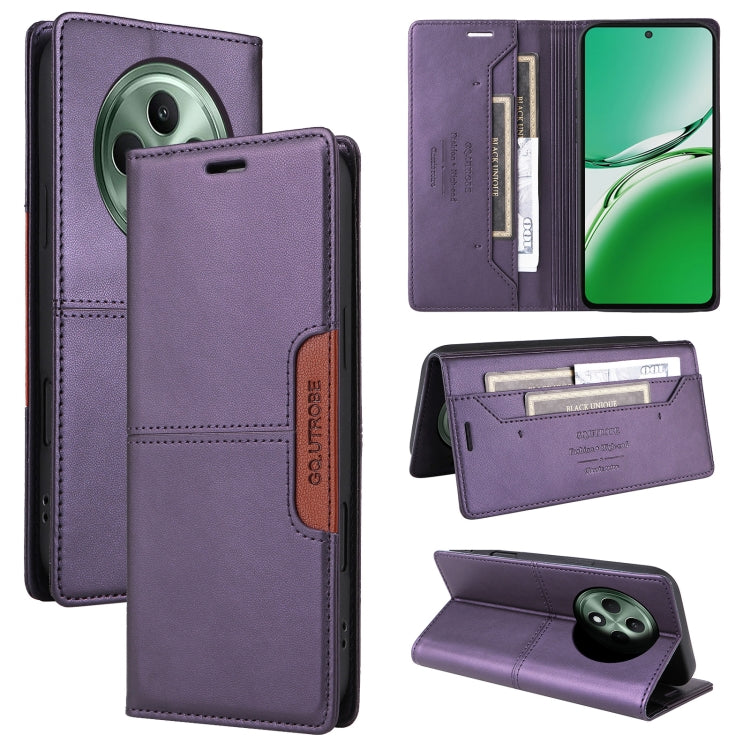 For OPPO Reno12 F 5G GQUTROBE G01 RFID Anti-theft Leather Phone Case(Purple)