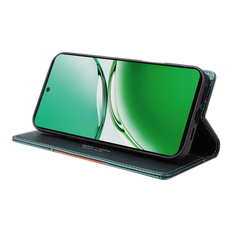 Pour OPPO Reno12 F 5G GQUTROBE G01 Étui de téléphone en cuir anti-vol RFID (vert)