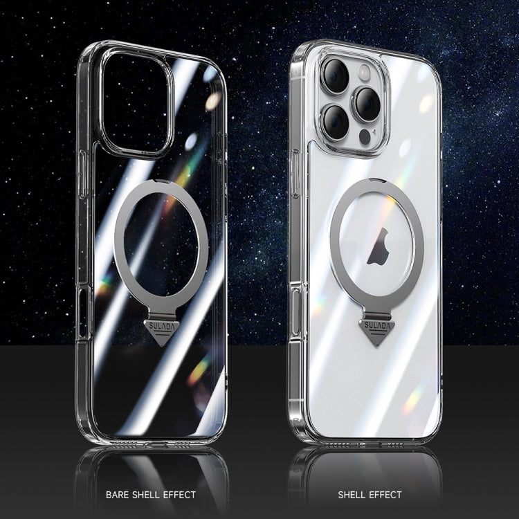 For iPhone 16 SULADA Transparent MagSafe Magnetic Holder Phone Case