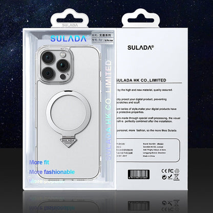 For iPhone 16 Plus SULADA Transparent MagSafe Magnetic Holder Phone Case