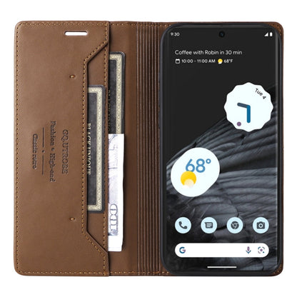 For Google Pixel 7 Pro GQUTROBE G01 RFID Anti-theft Leather Phone Case(Brown)