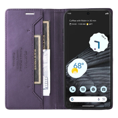 For Google Pixel 7 Pro GQUTROBE G01 RFID Anti-theft Leather Phone Case(Purple)