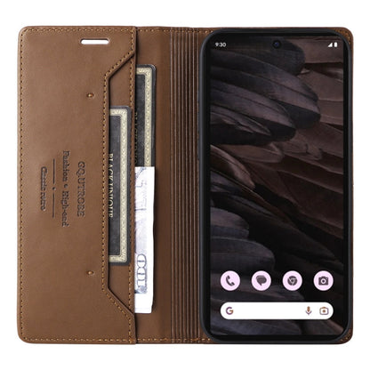 For Google Pixel 7a GQUTROBE G01 RFID Anti-theft Leather Phone Case(Brown)