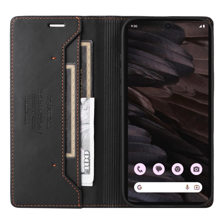 Pour Google Pixel 7a GQUTROBE G01 Étui de téléphone en cuir anti-vol RFID (Noir)