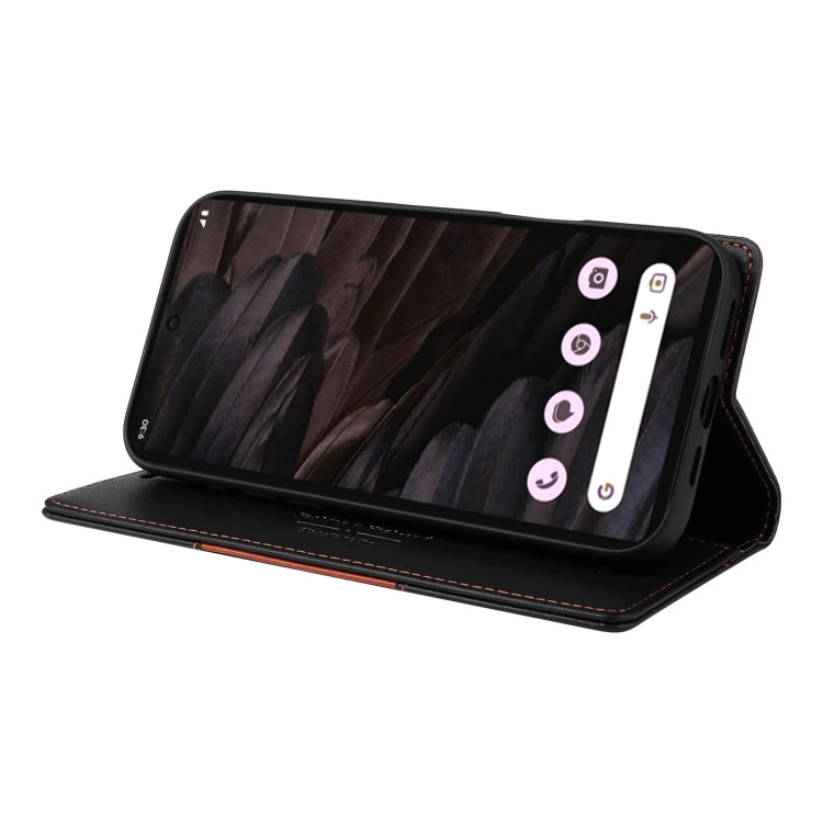 Pour Google Pixel 7a GQUTROBE G01 Étui de téléphone en cuir anti-vol RFID (Noir)