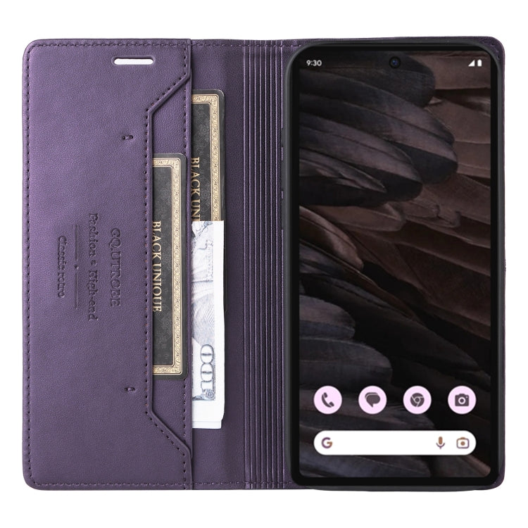 For Google Pixel 7a GQUTROBE G01 RFID Anti-theft Leather Phone Case(Purple)