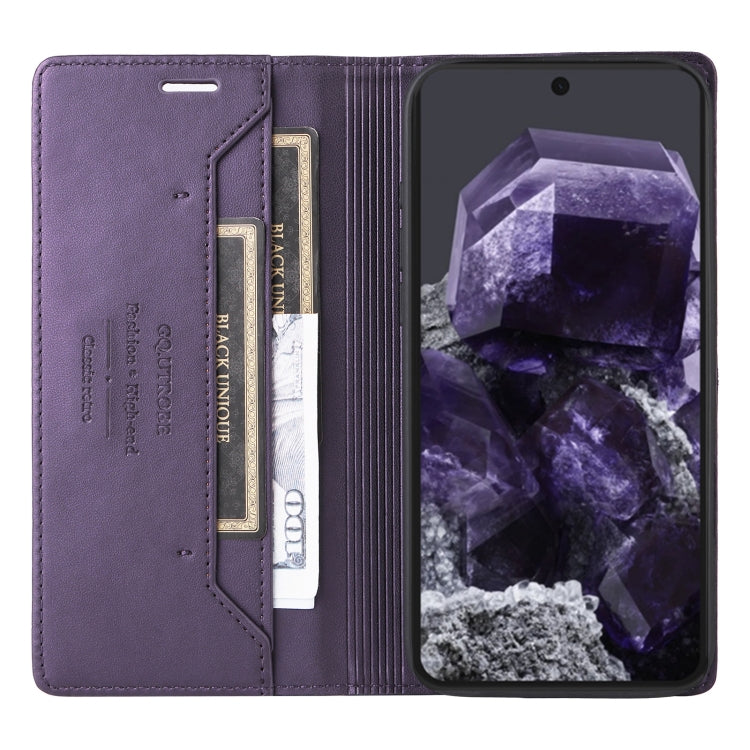 For Google Pixel 8 GQUTROBE G01 RFID Anti-theft Leather Phone Case(Purple)