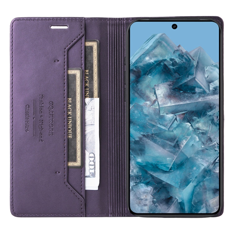 For Google Pixel 8 Pro GQUTROBE G01 RFID Anti-theft Leather Phone Case(Purple)