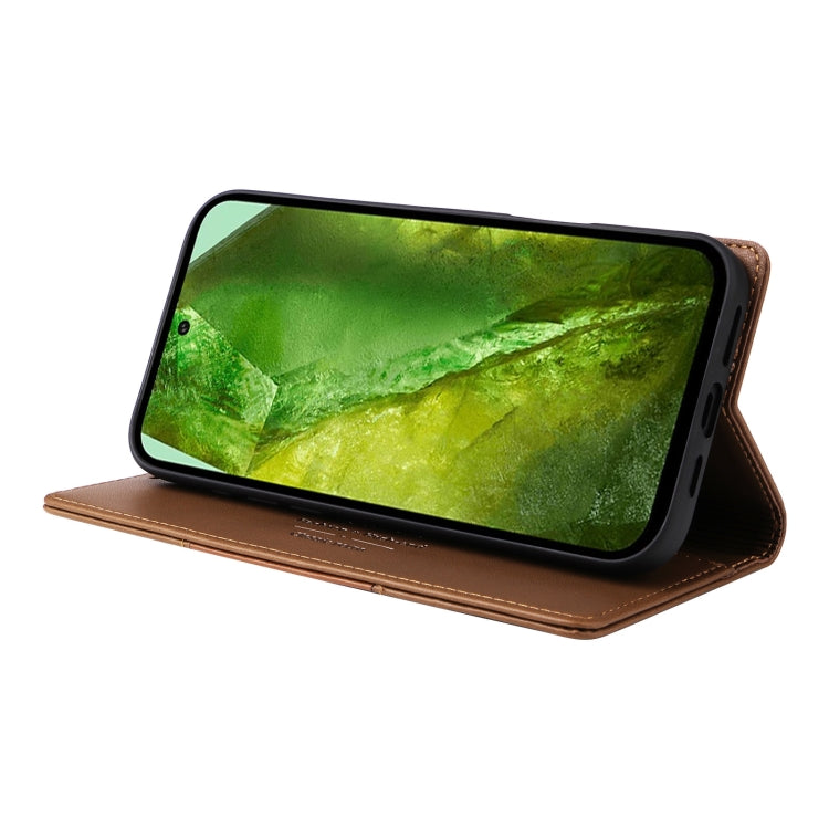 For Google Pixel 8a GQUTROBE G01 RFID Anti-theft Leather Phone Case(Brown)