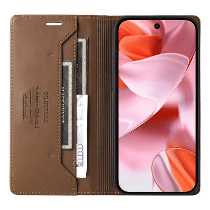For Google Pixel 9 / 9 Pro GQUTROBE G01 RFID Anti-theft Leather Phone Case(Brown)