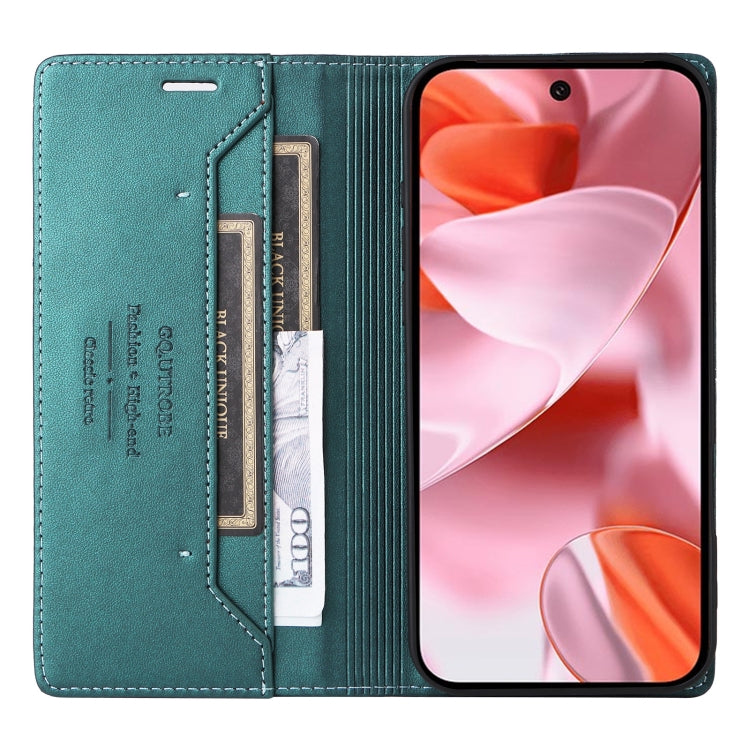 For Google Pixel 9 / 9 Pro GQUTROBE G01 RFID Anti-theft Leather Phone Case(Green)