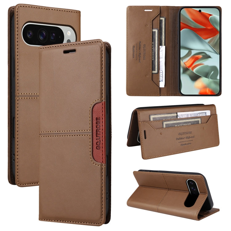 For Google Pixel 9 Pro XL GQUTROBE G01 RFID Anti-theft Leather Phone Case(Brown)