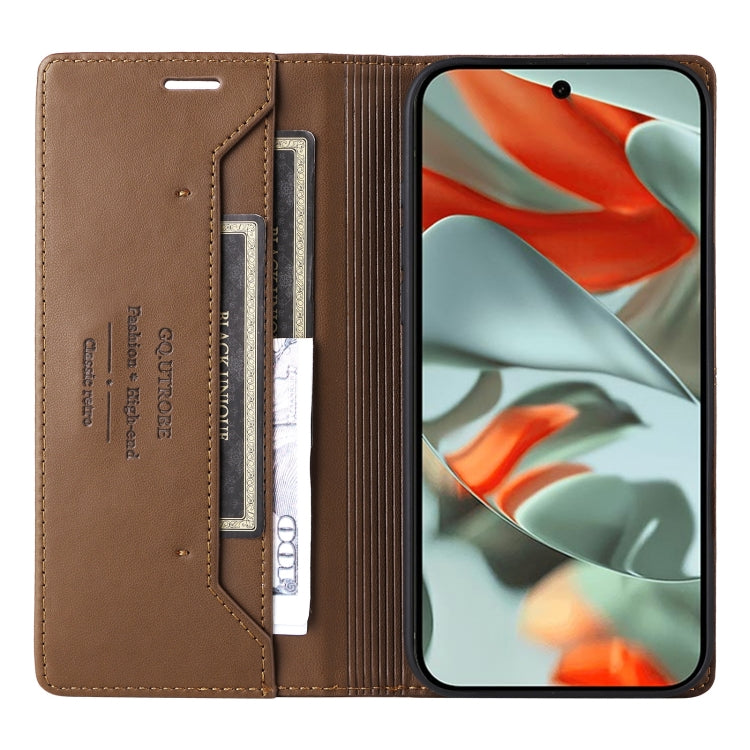 For Google Pixel 9 Pro XL GQUTROBE G01 RFID Anti-theft Leather Phone Case(Brown)