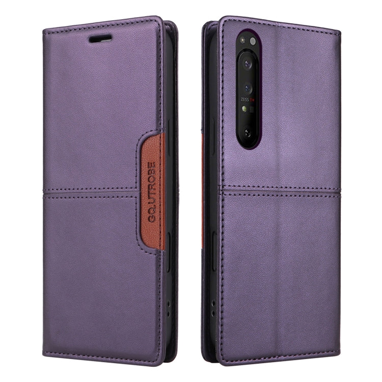 For Sony Xperia 1 II GQUTROBE G01 RFID Anti-theft Leather Phone Case(Purple)