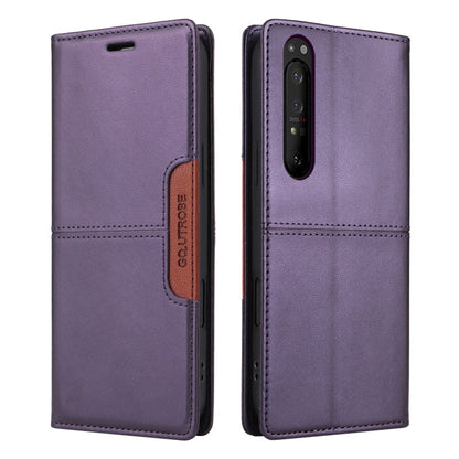 For Sony Xperia 1 II GQUTROBE G01 RFID Anti-theft Leather Phone Case(Purple)