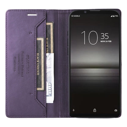For Sony Xperia 1 II GQUTROBE G01 RFID Anti-theft Leather Phone Case(Purple)