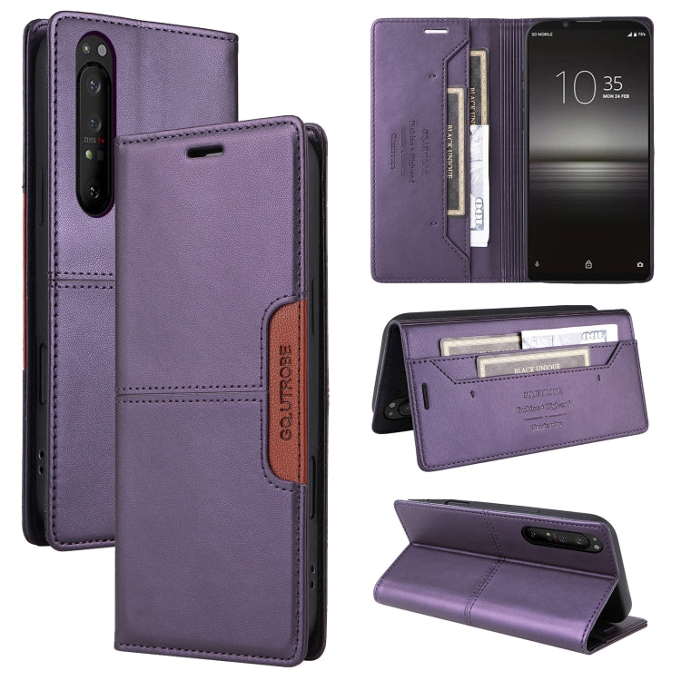 For Sony Xperia 1 II GQUTROBE G01 RFID Anti-theft Leather Phone Case(Purple)