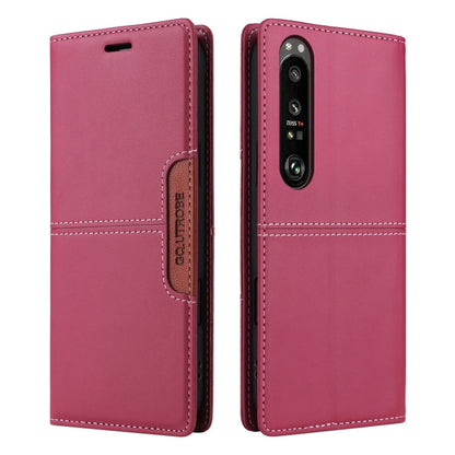 For Sony Xperia 1 III GQUTROBE G01 RFID Anti-theft Leather Phone Case(Red)
