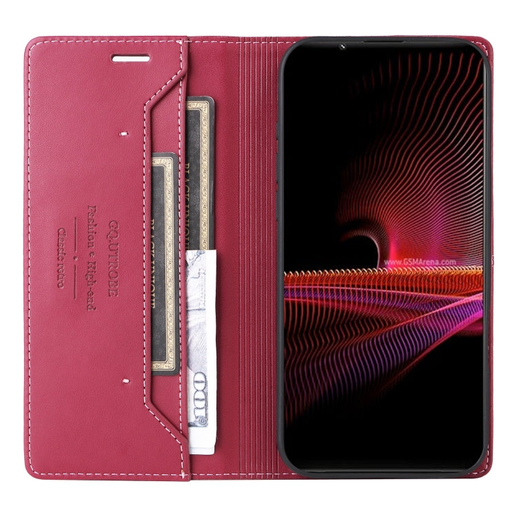 For Sony Xperia 1 III GQUTROBE G01 RFID Anti-theft Leather Phone Case(Red)