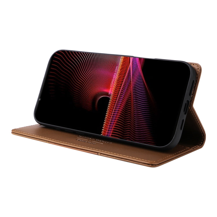 For Sony Xperia 1 III GQUTROBE G01 RFID Anti-theft Leather Phone Case(Brown)