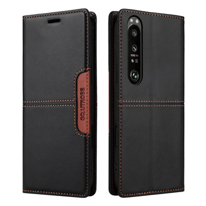 For Sony Xperia 1 III GQUTROBE G01 RFID Anti-theft Leather Phone Case(Black)