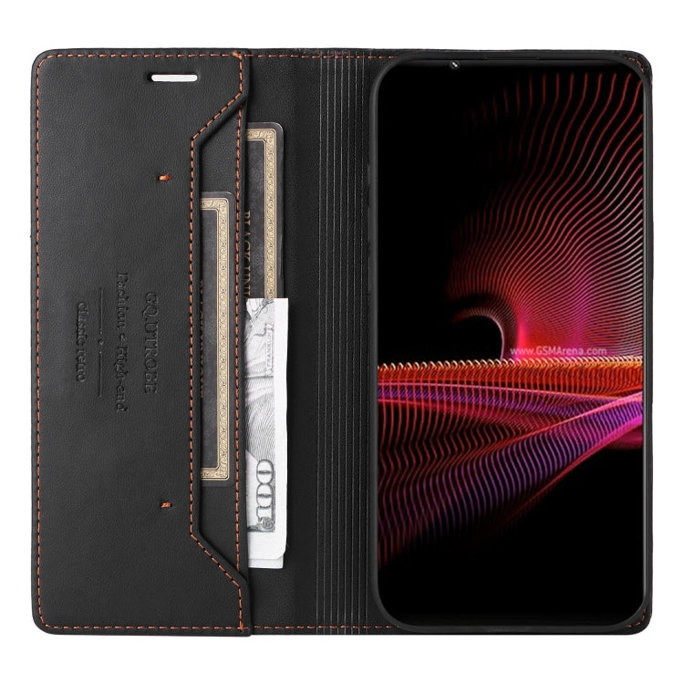 For Sony Xperia 1 III GQUTROBE G01 RFID Anti-theft Leather Phone Case(Black)