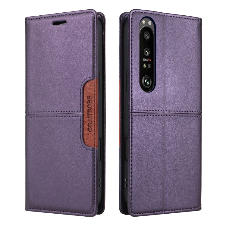 For Sony Xperia 1 III GQUTROBE G01 RFID Anti-theft Leather Phone Case(Purple)