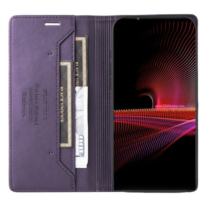 For Sony Xperia 1 III GQUTROBE G01 RFID Anti-theft Leather Phone Case(Purple)