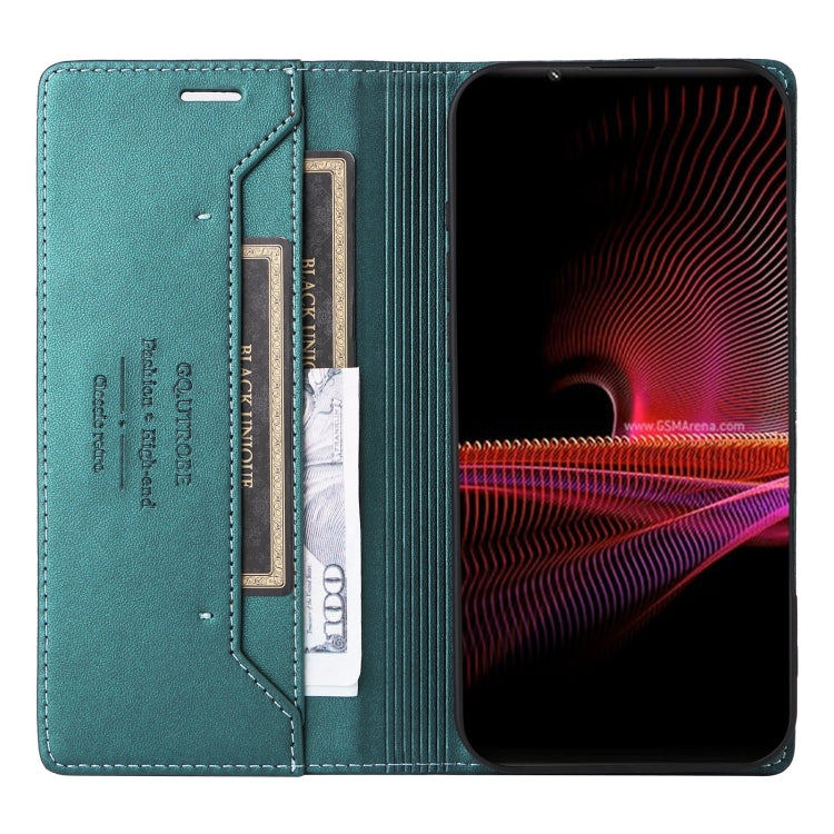 For Sony Xperia 1 III GQUTROBE G01 RFID Anti-theft Leather Phone Case(Green)