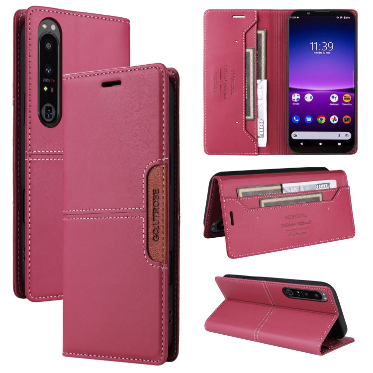 For Sony Xperia 1 IV GQUTROBE G01 RFID Anti-theft Leather Phone Case(Red)