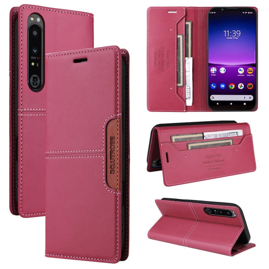 For Sony Xperia 1 IV GQUTROBE G01 RFID Anti-theft Leather Phone Case(Red)