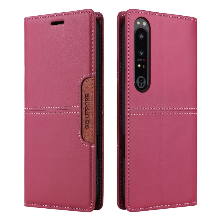 For Sony Xperia 1 IV GQUTROBE G01 RFID Anti-theft Leather Phone Case(Red)