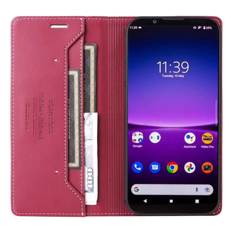 For Sony Xperia 1 IV GQUTROBE G01 RFID Anti-theft Leather Phone Case(Red)