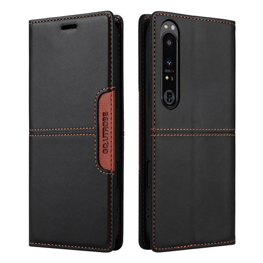 For Sony Xperia 1 IV GQUTROBE G01 RFID Anti-theft Leather Phone Case(Black)