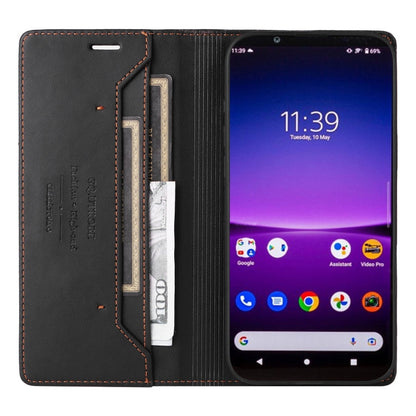 For Sony Xperia 1 IV GQUTROBE G01 RFID Anti-theft Leather Phone Case(Black)