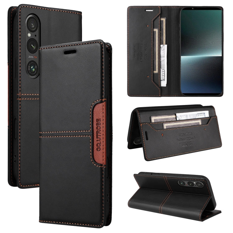 For Sony Xperia 1 V GQUTROBE G01 RFID Anti-theft Leather Phone Case(Black)