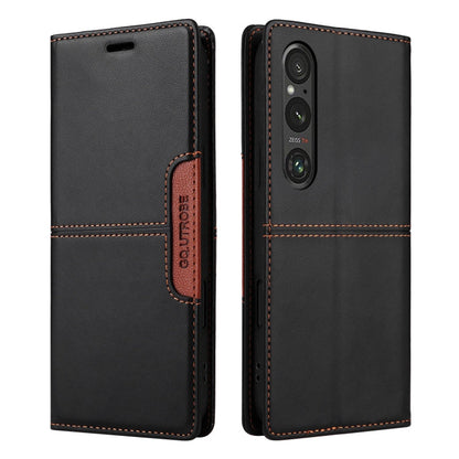 For Sony Xperia 1 V GQUTROBE G01 RFID Anti-theft Leather Phone Case(Black)